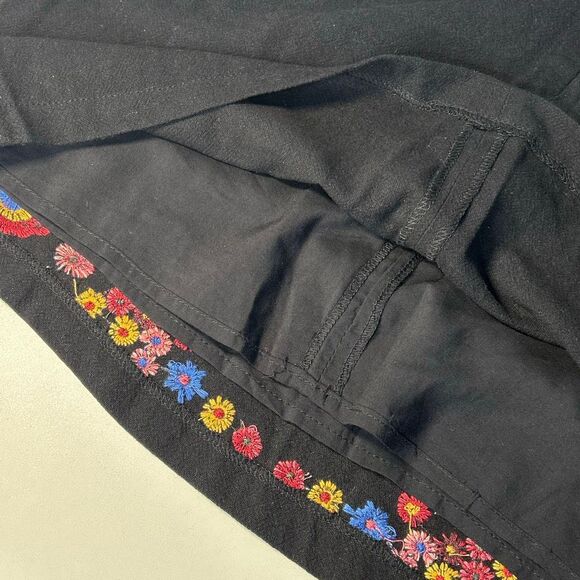 Umgee Embroidered Black Mini Skirt Medium Floral birds ladybugs boho - Picture 7 of 10